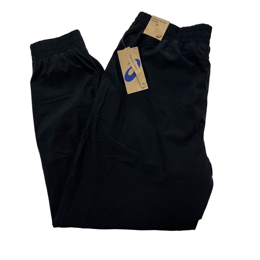 Asics Joggers Womens L Black Fleece Lined Woven Stretch Sweatpants Outdoor Sport